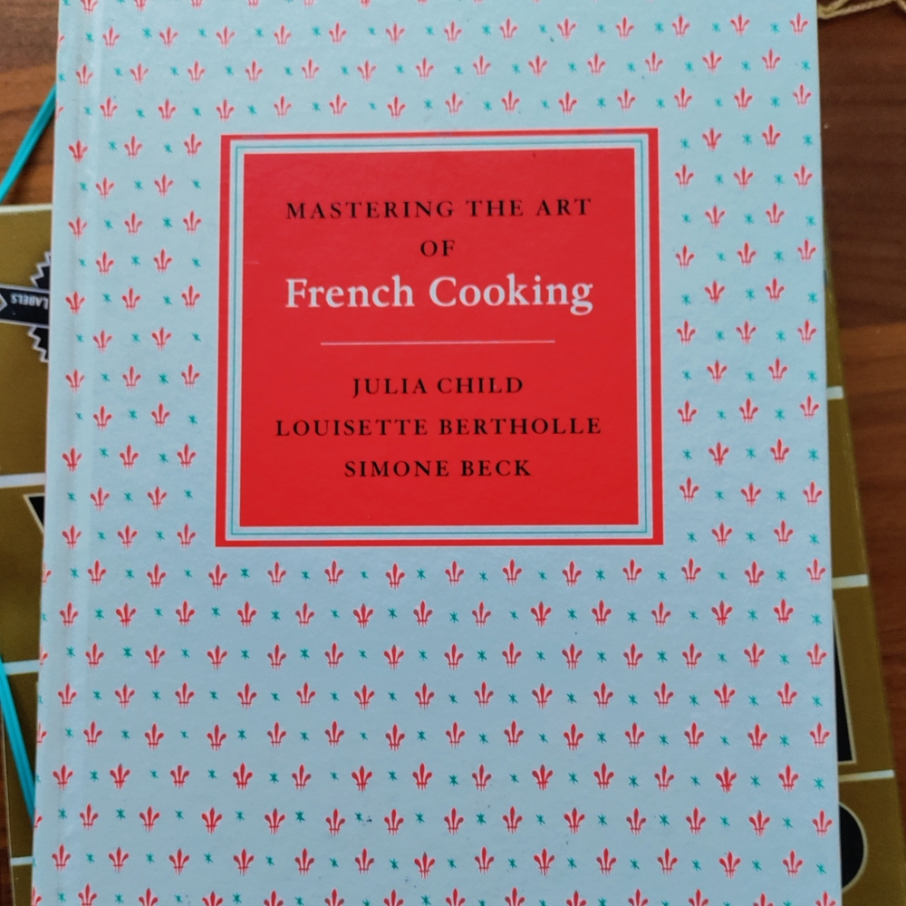 Mastering the Art of French Cooking by Julia Child - Elegant Blue and Red Design
